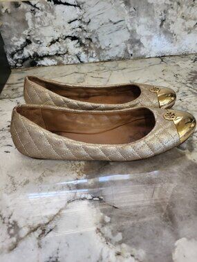 TORY BURCH GOLD BALLET FLATS